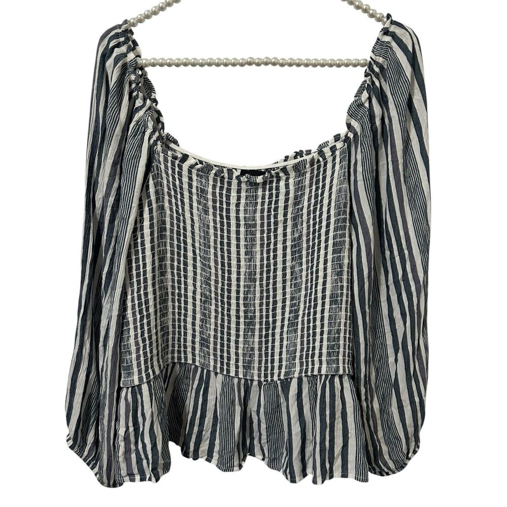 American Eagle Womens Smocked Fairy Top Size XL Cottagecore Coquette Boho Stripe